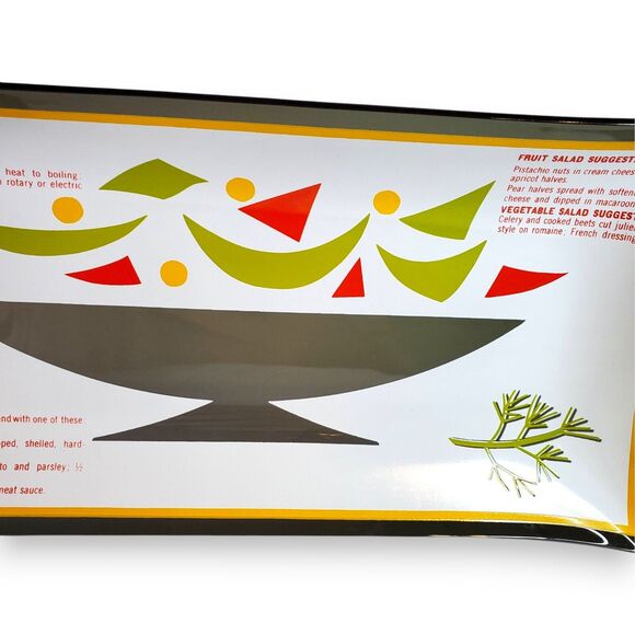 VTG 1950s Houze Art Glass Tray Salad Dressing Recipe MCM Bent Glass Relish 17.5" - Picture 16 of 16